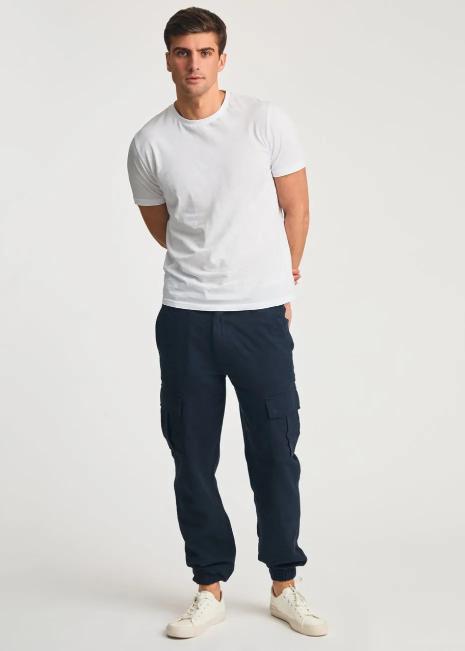 Tokyo Laundry Navy Linen Blend Cargo-Style Trousers