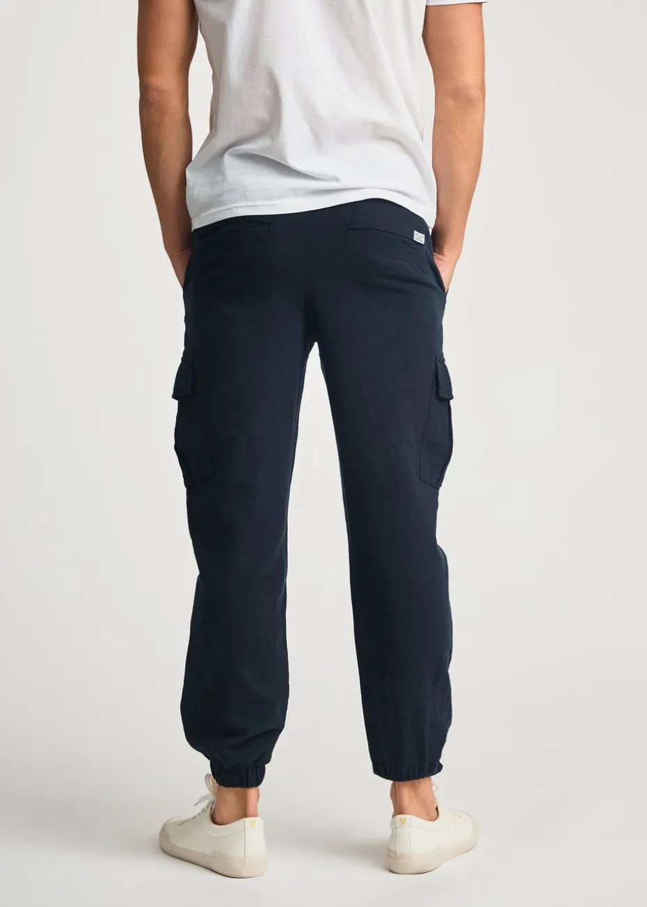 Tokyo Laundry Navy Linen Blend Cargo-Style Trousers