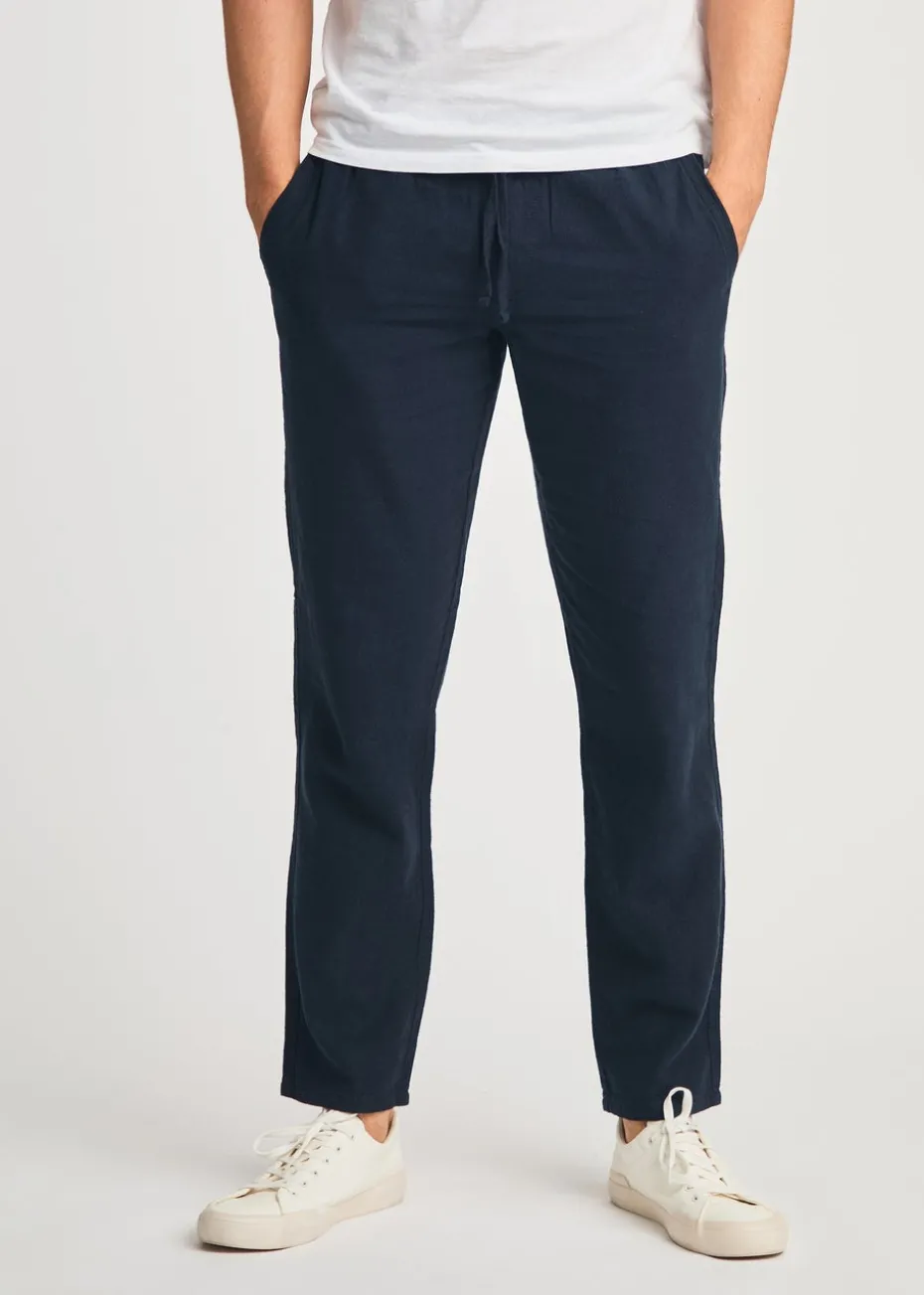 Tokyo Laundry Navy Linen Blend Straight Leg Trousers