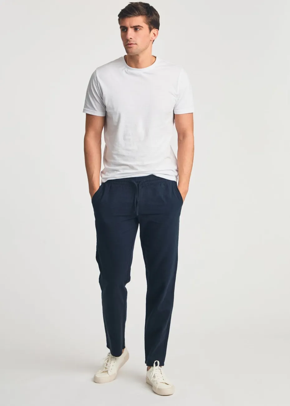 Tokyo Laundry Navy Linen Blend Straight Leg Trousers