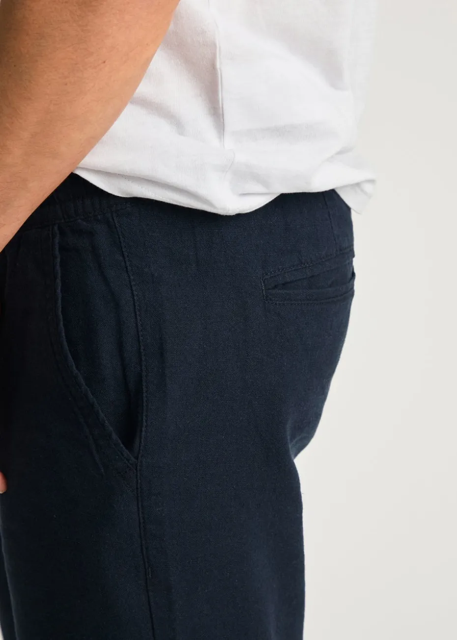 Tokyo Laundry Navy Linen Blend Straight Leg Trousers