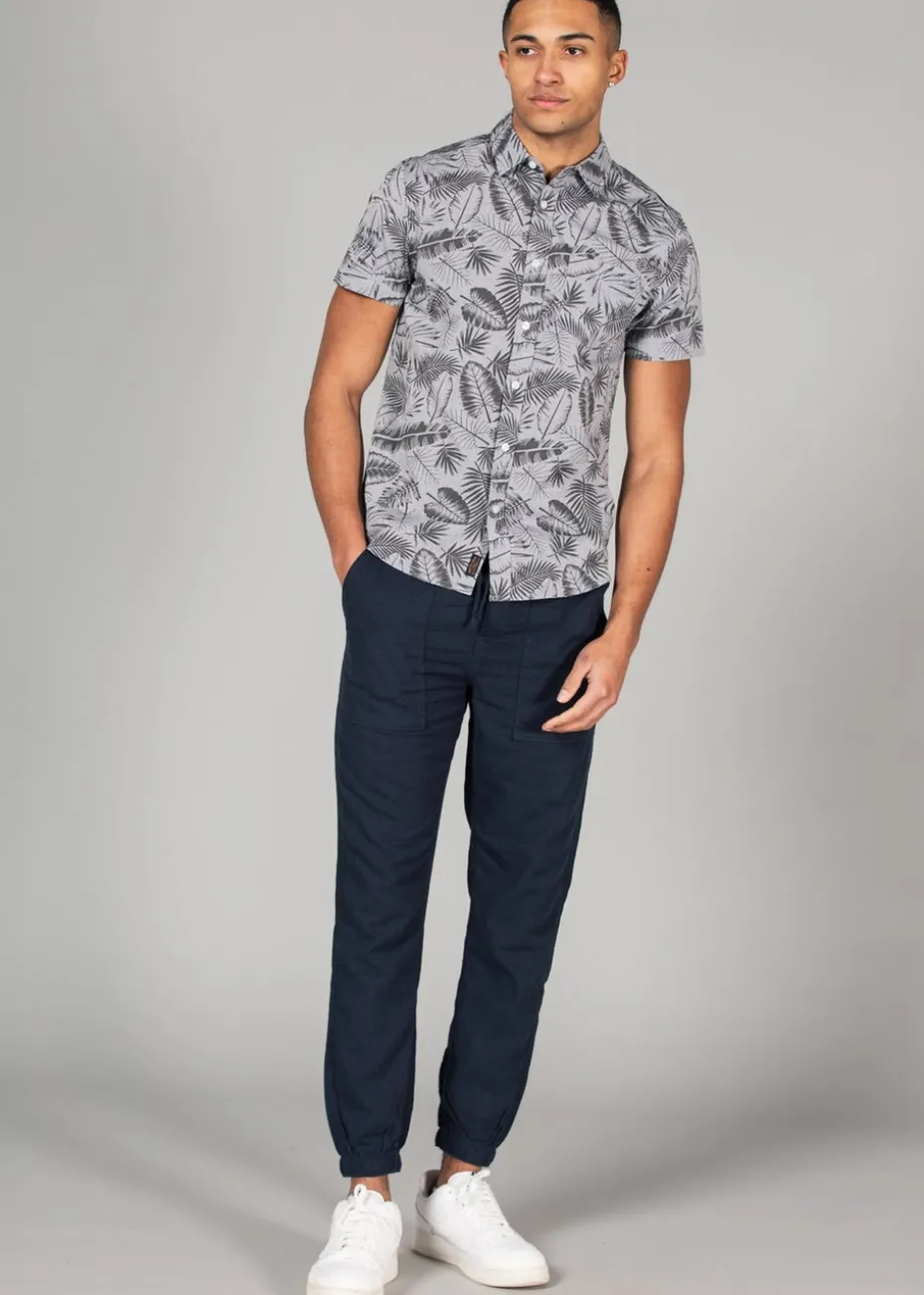 Tokyo Laundry Navy Linen Blend Classic Fit Trousers