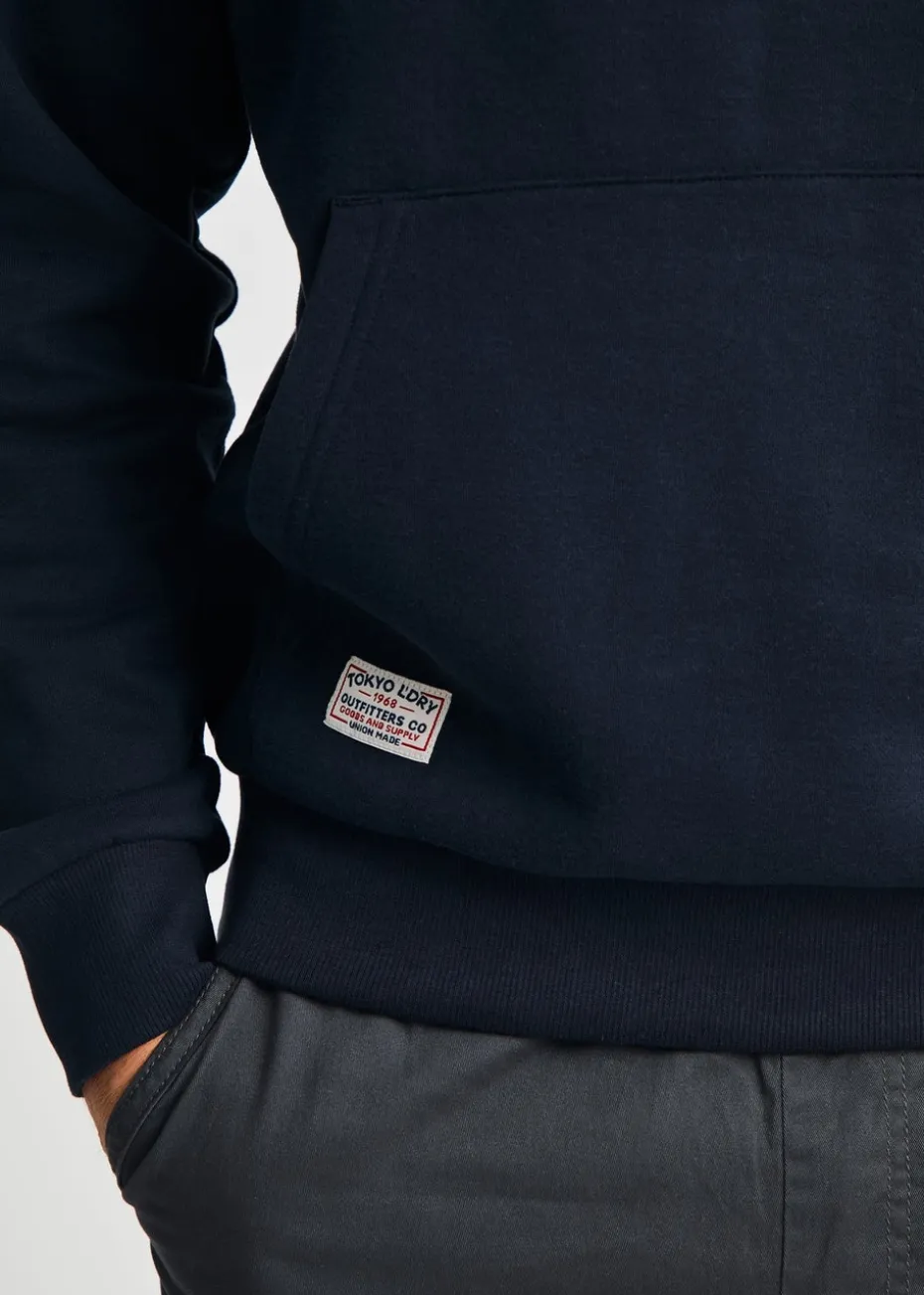 Tokyo Laundry Navy Printed Hoody With Drawcord