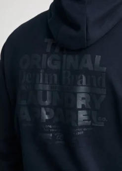 Tokyo Laundry Navy Printed Hoody With Drawcord
