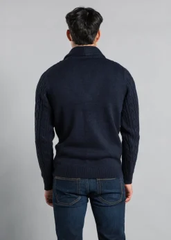 Tokyo Laundry Navy Shawl Neck Cable Knit Cardigan