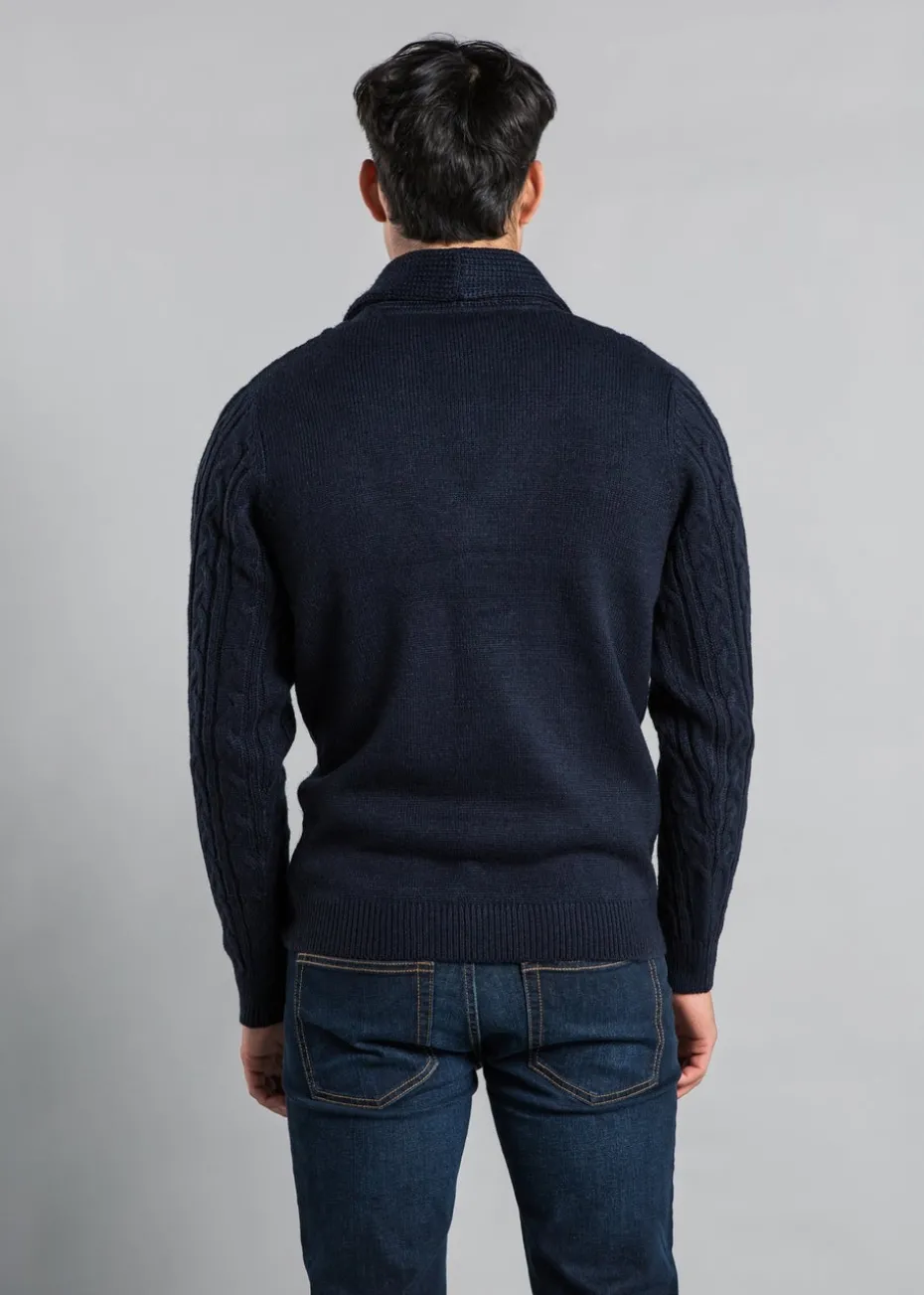 Tokyo Laundry Navy Shawl Neck Cable Knit Cardigan