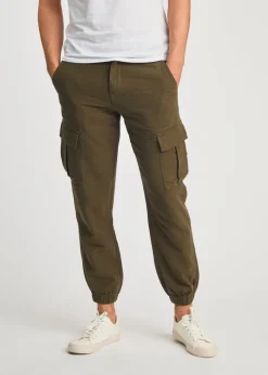 Tokyo Laundry Olive Linen Blend Cargo-Style Trousers