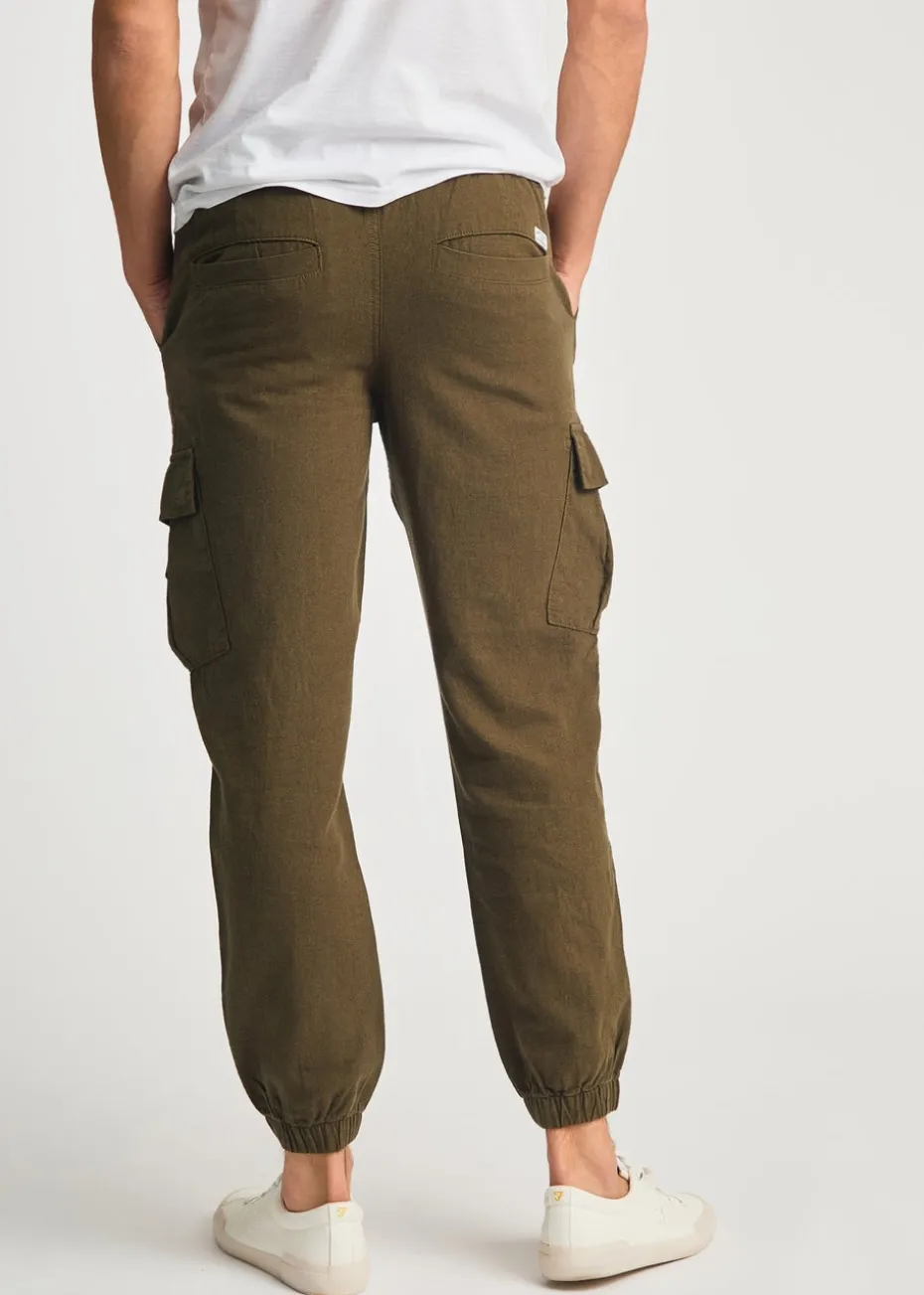 Tokyo Laundry Olive Linen Blend Cargo-Style Trousers