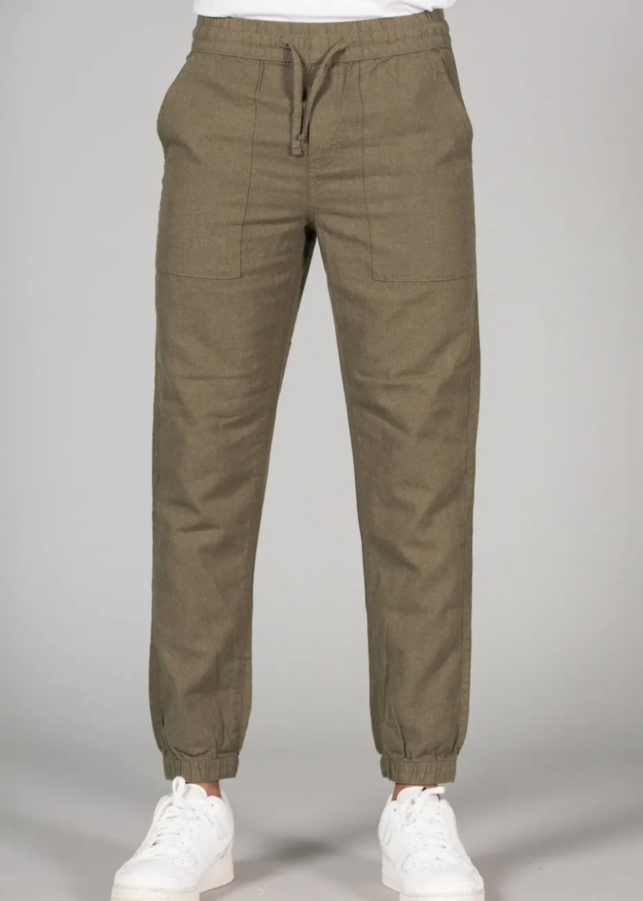 Tokyo Laundry Olive Linen Blend Classic Fit Trousers