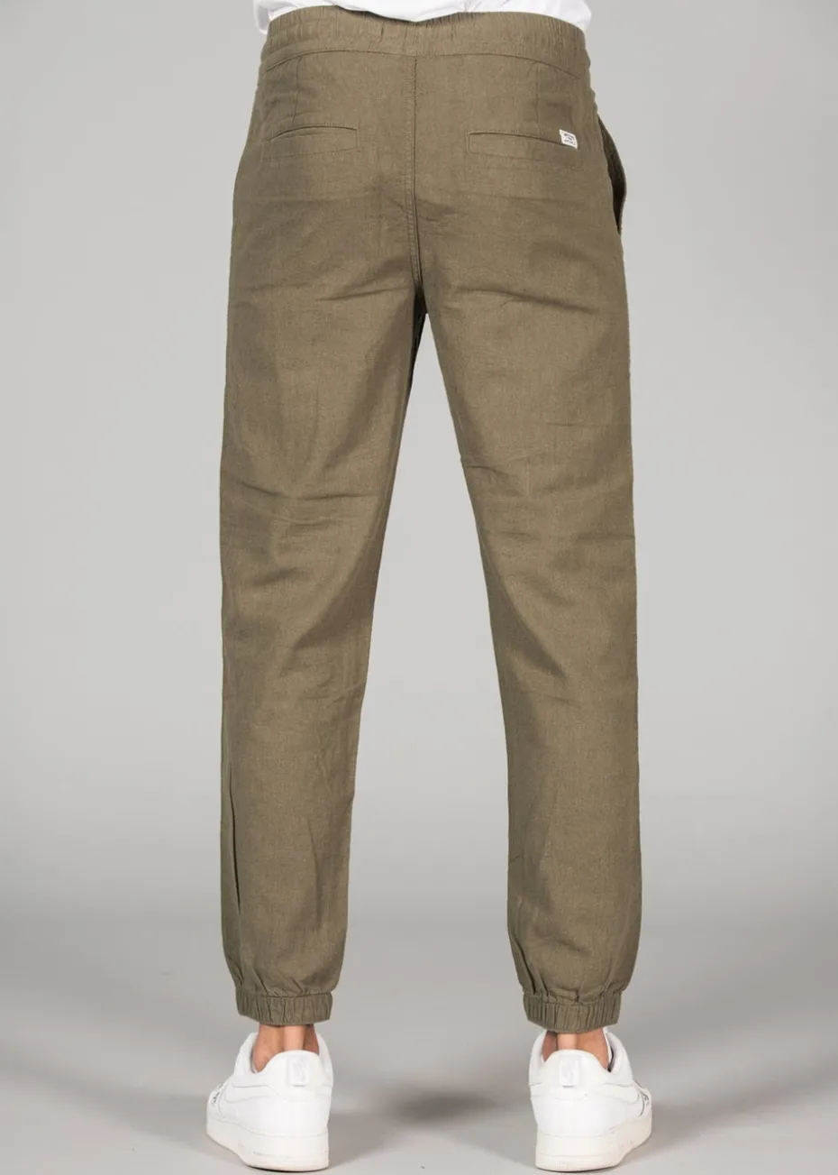 Tokyo Laundry Olive Linen Blend Classic Fit Trousers