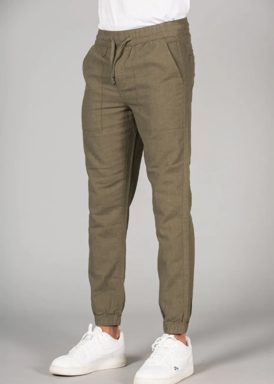 Tokyo Laundry Olive Linen Blend Classic Fit Trousers
