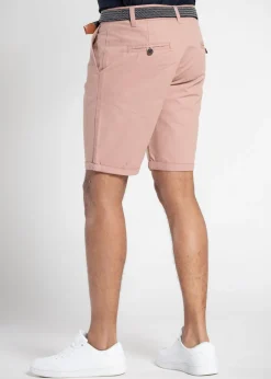 Tokyo Laundry Pink Cotton Belted Chino Shorts