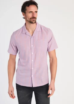 Tokyo Laundry Purple Cotton Short Sleeve Embroidered Shirt