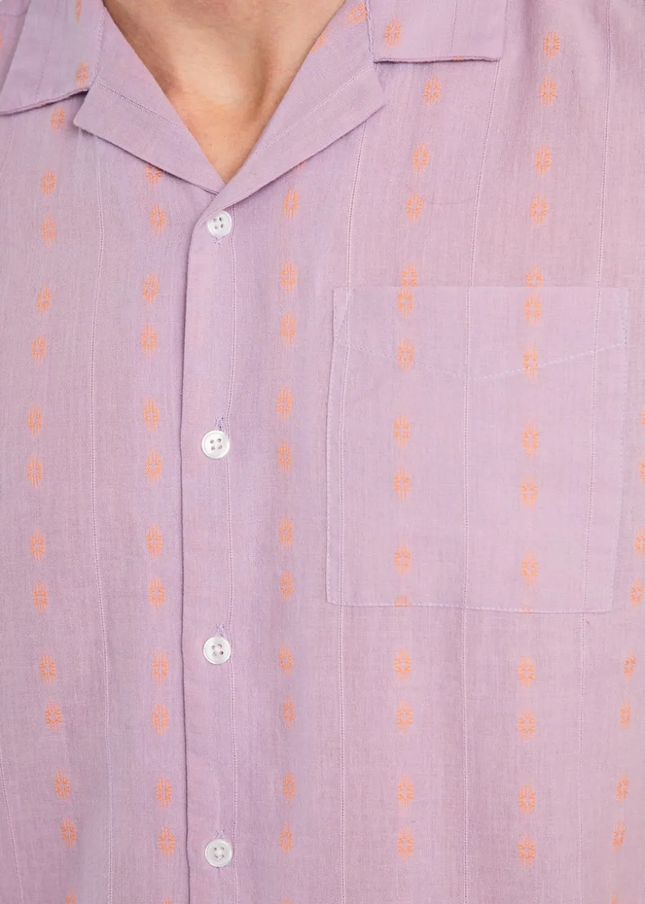 Tokyo Laundry Purple Cotton Short Sleeve Embroidered Shirt