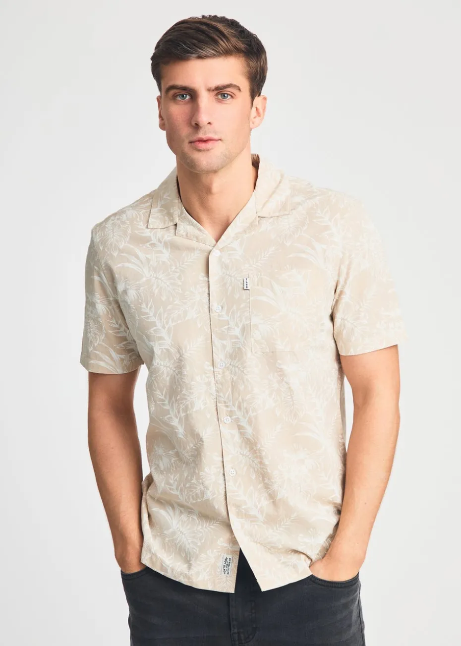 Tokyo Laundry Stone Cotton Printed Chambray Short Sleeve Shirt