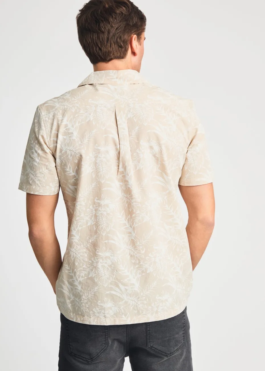 Tokyo Laundry Stone Cotton Printed Chambray Short Sleeve Shirt