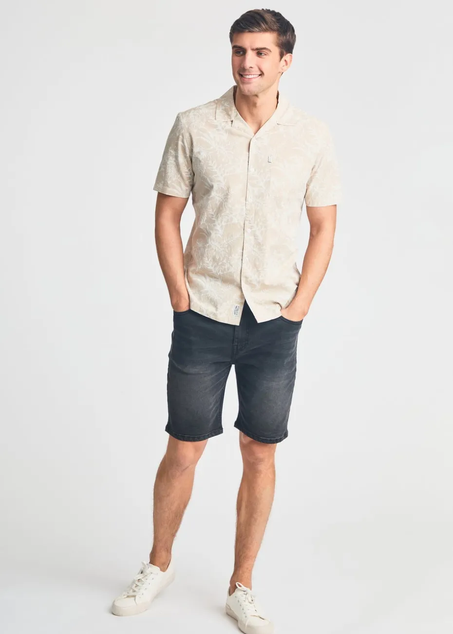 Tokyo Laundry Stone Cotton Printed Chambray Short Sleeve Shirt