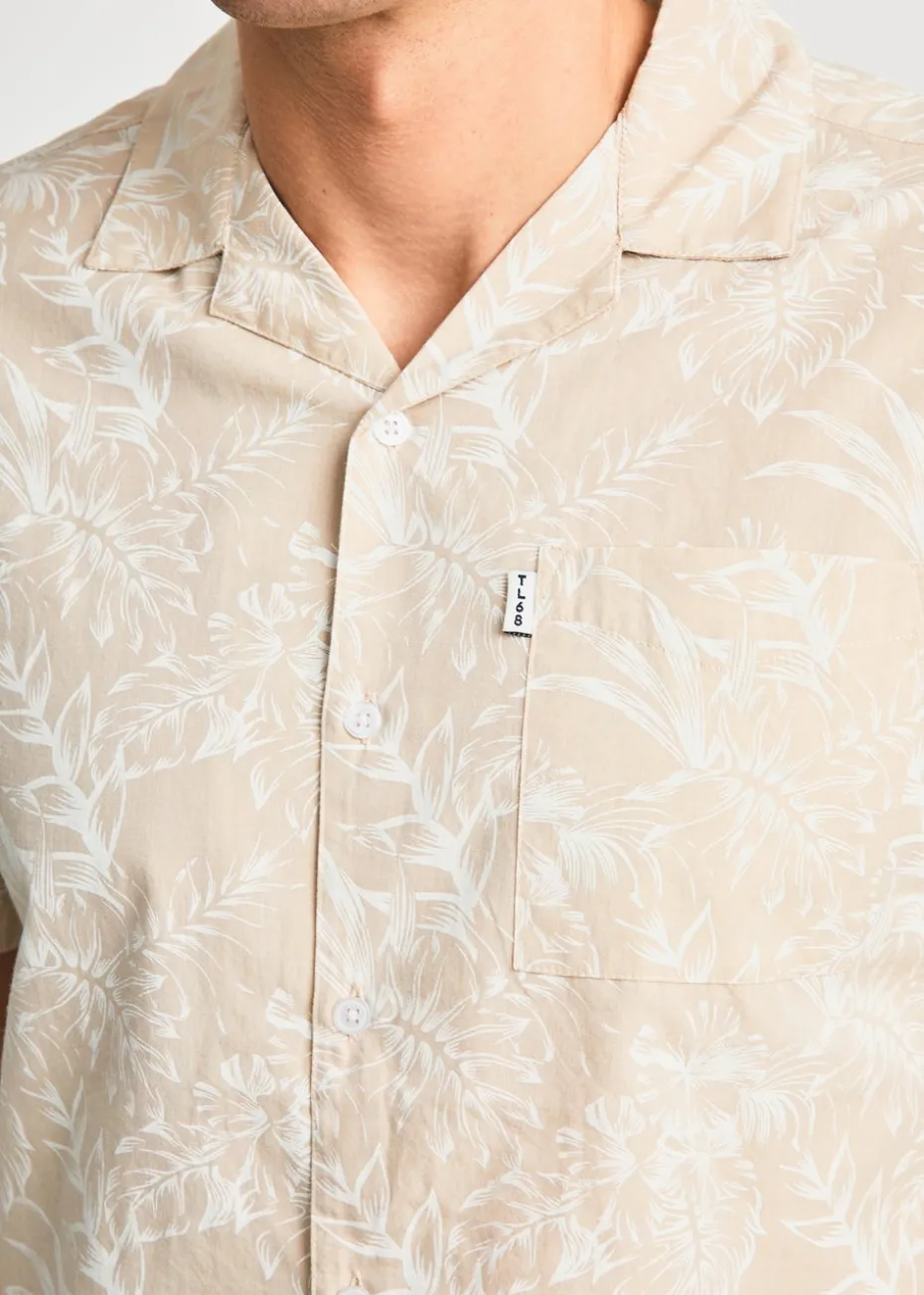 Tokyo Laundry Stone Cotton Printed Chambray Short Sleeve Shirt