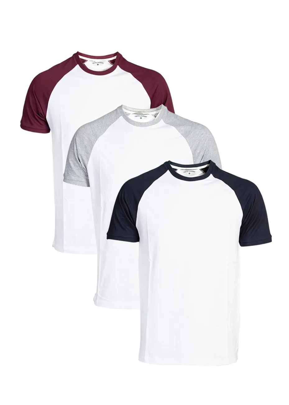 Tokyo Laundry White Raglan Short Sleeve T-Shirts 3-Pack