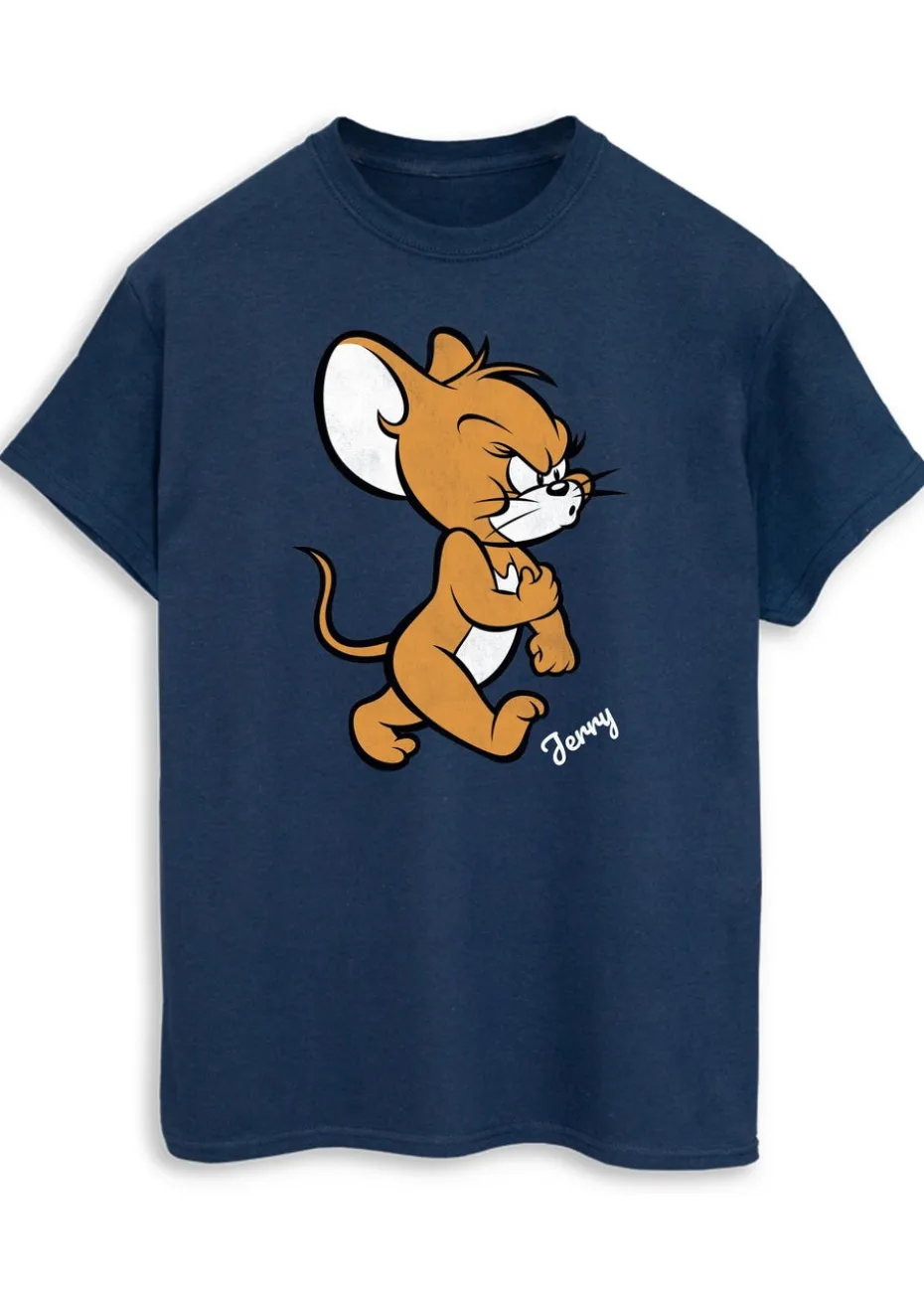 Tom & Jerry Angry Mouse Adult Navy Printed T-Shirt
