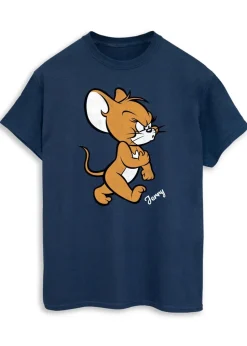 Tom & Jerry Angry Mouse Adult Navy Printed T-Shirt