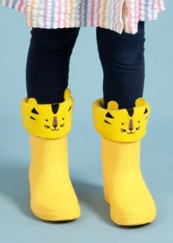 Totes Cirrus Yellow Childrens Novelty Welly Liner
