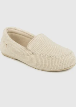 Totes Isotoner Beige Textured Moccasin Slipper