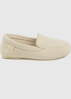 Totes Isotoner Beige Textured Moccasin Slipper