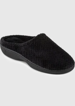 Totes Isotoner Black Popcorn Terry Mule Slippers