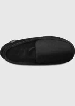 Totes Isotoner Black Square Patterned Smart Moccasin Slipper