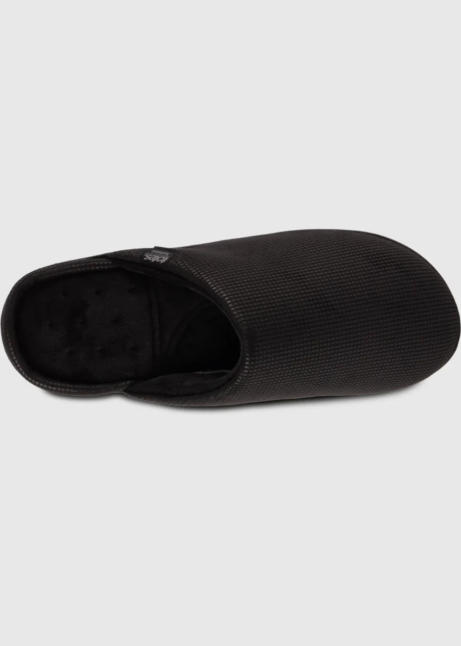 Totes Isotoner Black Square Patterned Smart Mule Slipper