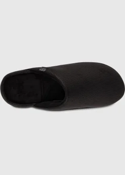 Totes Isotoner Black Square Patterned Smart Mule Slipper