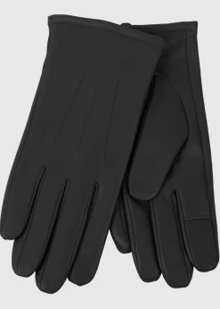 Totes Isotoner Black Three Point Leather Glove