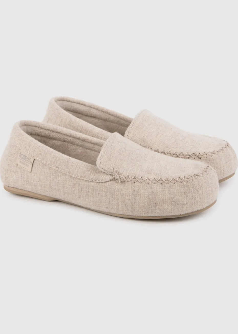 Totes Isotoner Cream Textured Moccasin Slipper