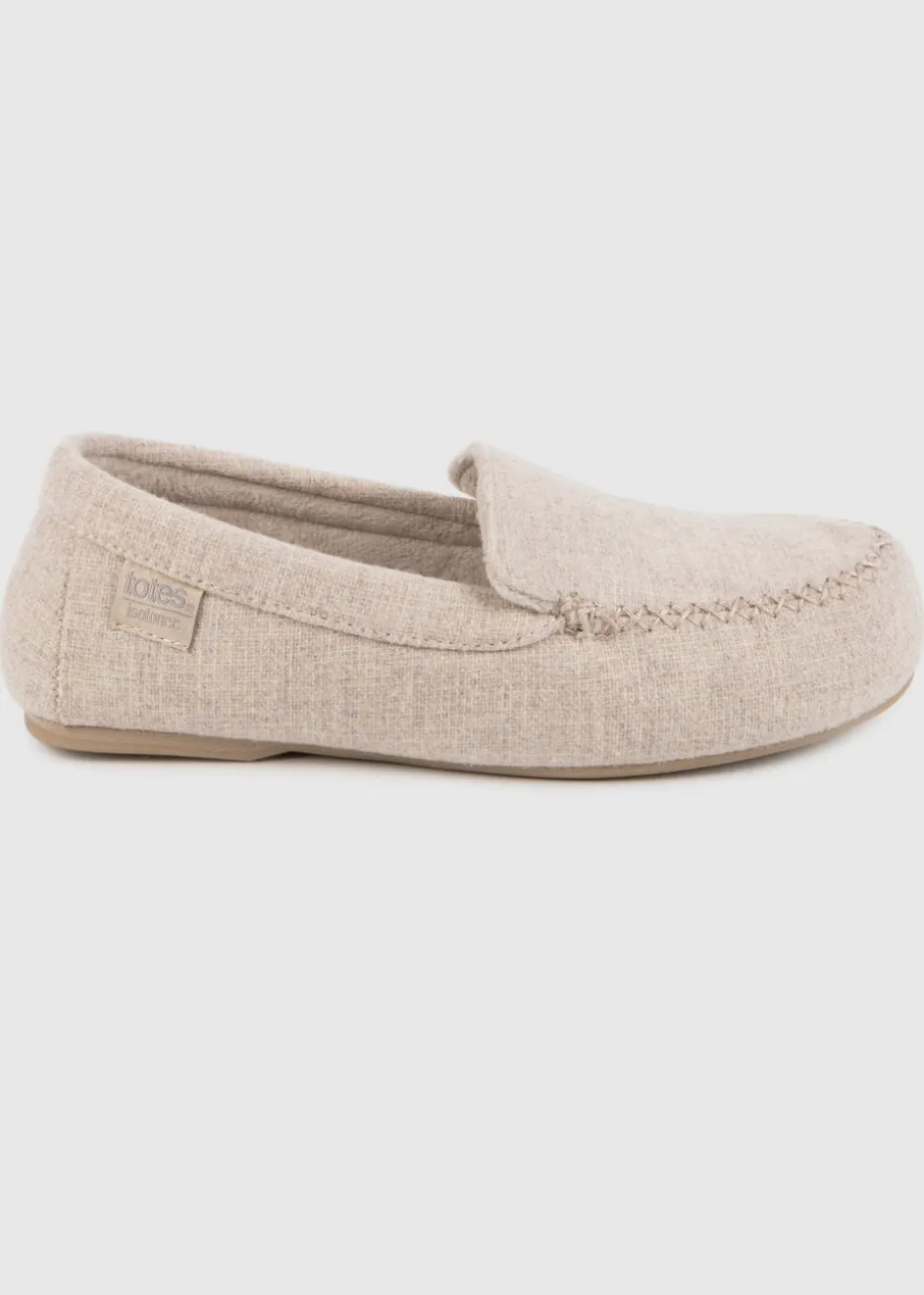 Totes Isotoner Cream Textured Moccasin Slipper