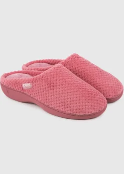 Totes Isotoner Dusty Pink Popcorn Terry Mule Slippers