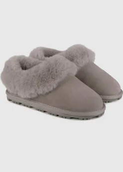 Totes Isotoner Grey Genuine Suede Bootie With Fur Cuff & Lining
