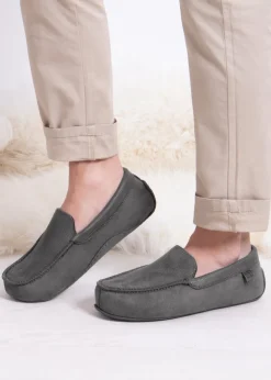 Totes Isotoner Grey Square Patterned Smart Moccasin Slipper