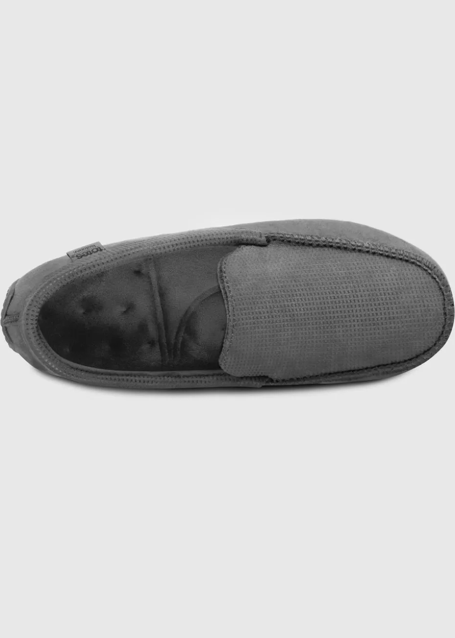 Totes Isotoner Grey Square Patterned Smart Moccasin Slipper