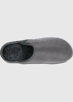 Totes Isotoner Grey Square Patterned Smart Mule Slipper