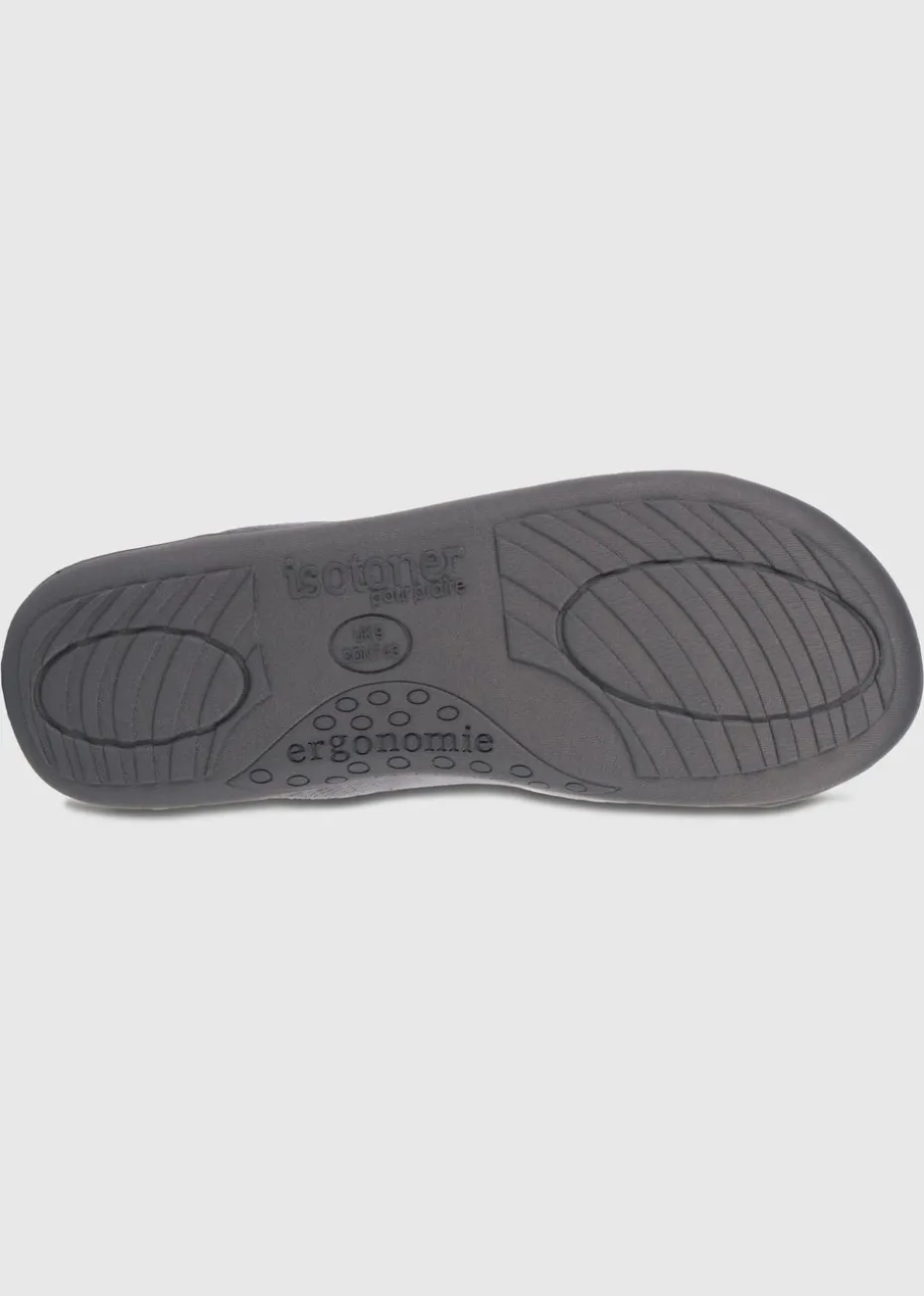 Totes Isotoner Grey Square Patterned Smart Mule Slipper