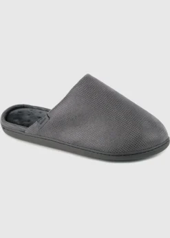Totes Isotoner Grey Square Patterned Smart Mule Slipper