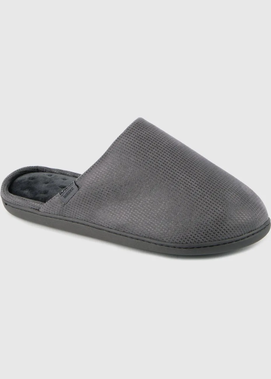 Totes Isotoner Grey Square Patterned Smart Mule Slipper