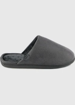 Totes Isotoner Grey Square Patterned Smart Mule Slipper