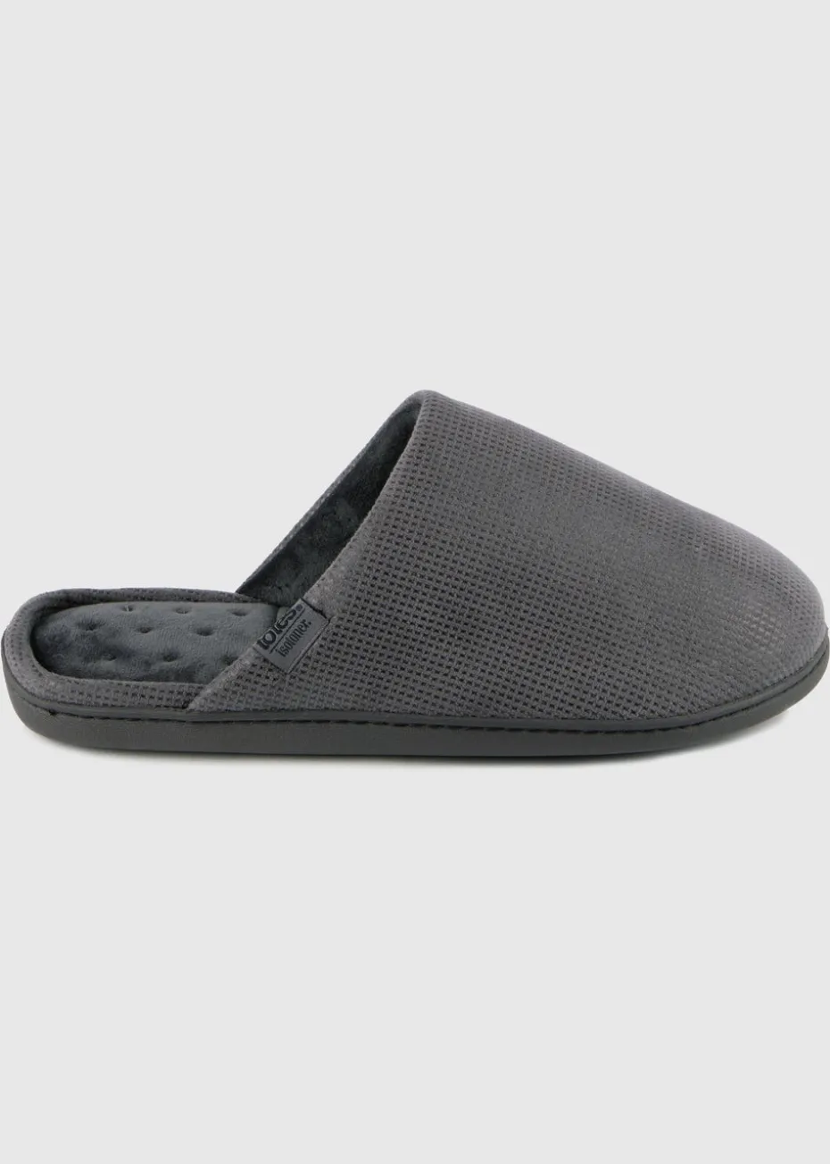 Totes Isotoner Grey Square Patterned Smart Mule Slipper