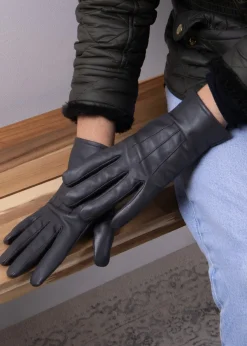 Totes Isotoner Grey Three Point Leather Glove