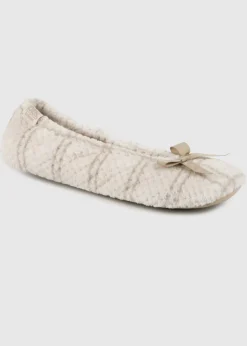 Totes Isotoner Natural Ladies Popcorn Ballet Slippers