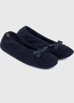 Totes Isotoner Navy Terry Ballerina Slippers