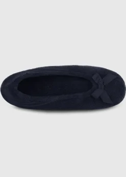 Totes Isotoner Navy Terry Ballerina Slippers