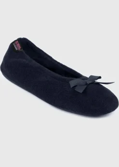 Totes Isotoner Navy Terry Ballerina Slippers